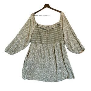 American Eagle XXL 2XL Milkmaid Coquette Cottage Babydoll Floral Green Dress